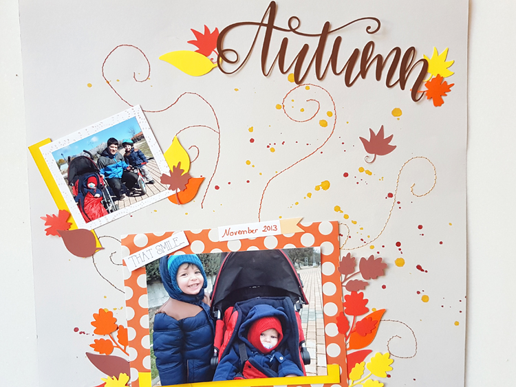 Autumn page hand stitch for scrapbooking