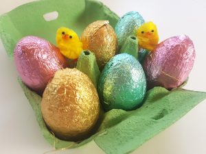 Chocolate eggs in green box