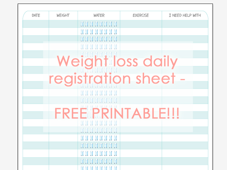 Weight loss registration sheet cover