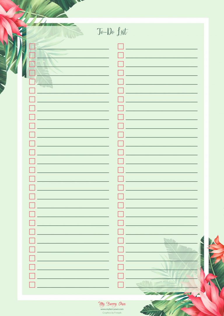 Printable Summer To-Do List and Weekly Schedule - My Berry Own