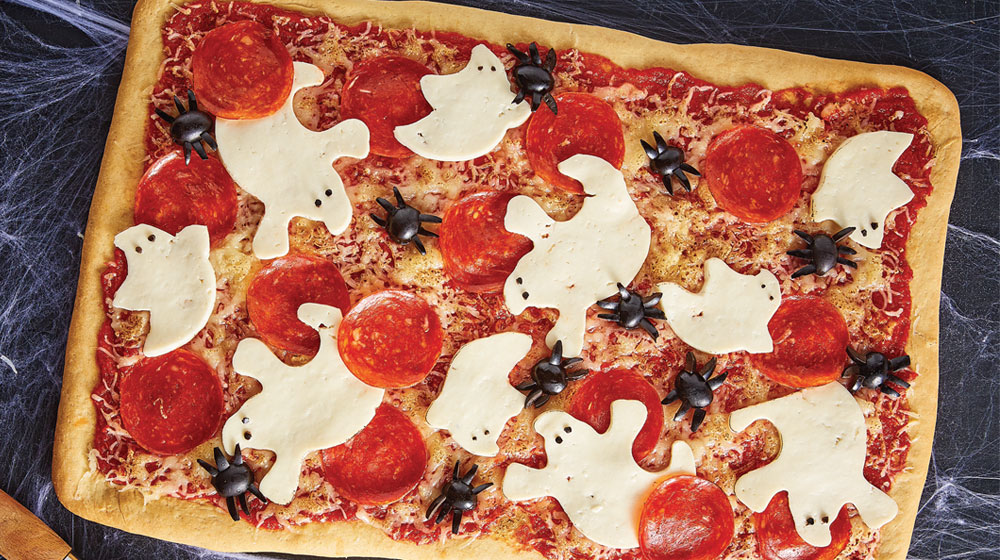 Receta halloween pizza fantasmas