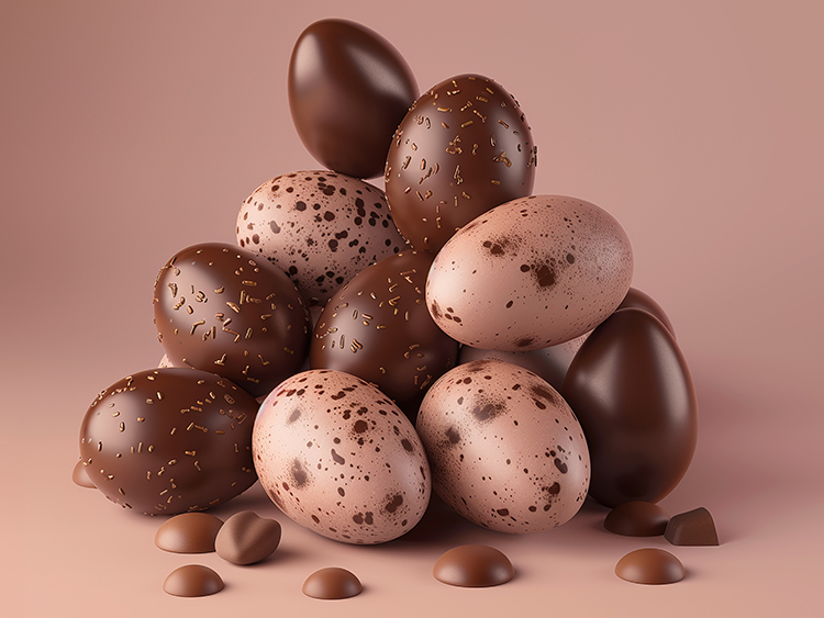 Huevos de chocolate apilados